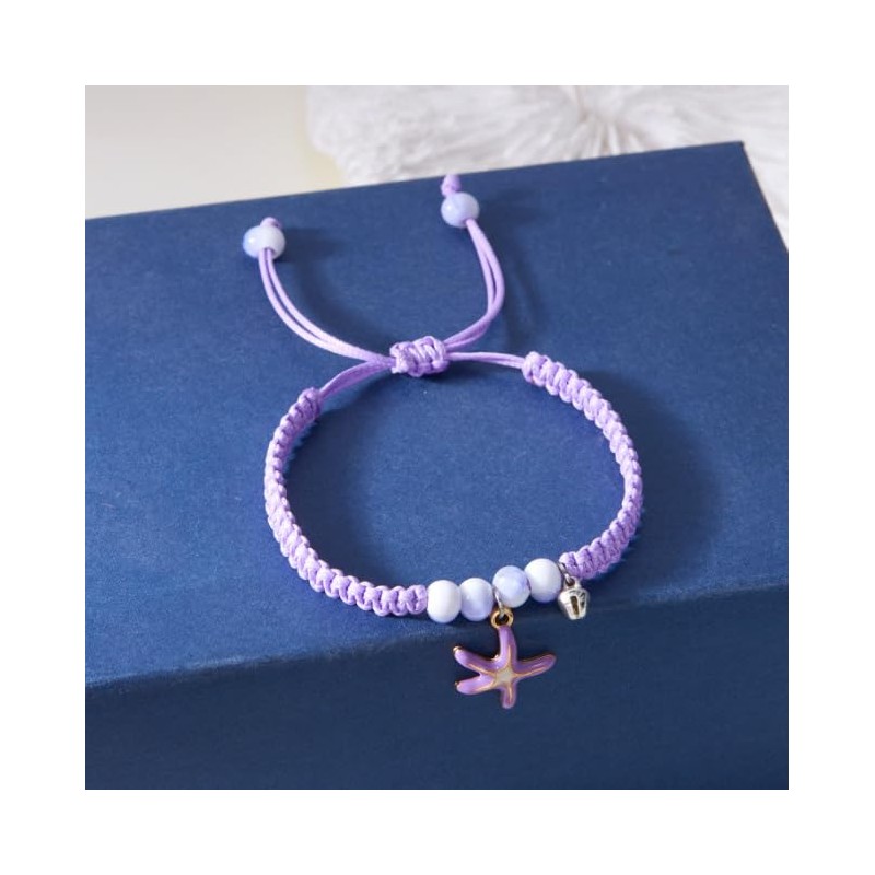 XAM Adjustable Braided Bracelet with Starfish Charm, Ceramic Beads and