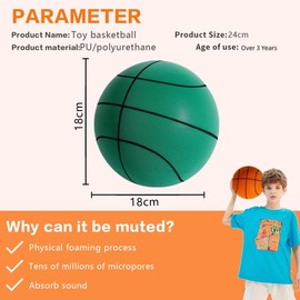 Silent Basketball Quiet Ball Dribbling Indoor Hush High-Density Foam Training Ball Low Noise Sound Bounce Sports Basketball Indoor Activities Gift for Kids Green Size 3