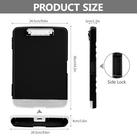 Plastic Clipboard with Storage, High Performance Clips, Portable Office Clipboard Storage Box, Light Weight for School, Industry and Office (Black)