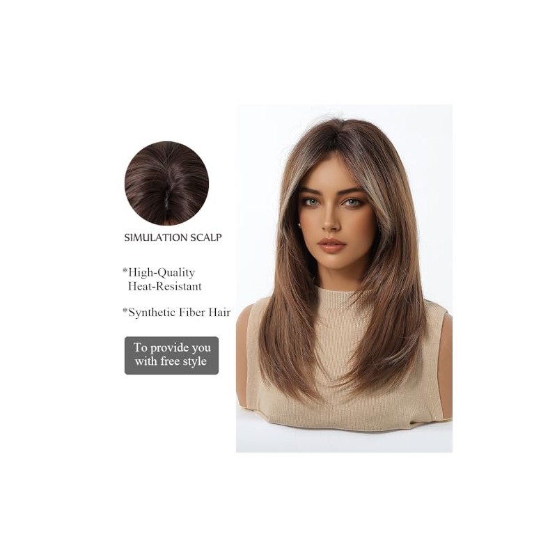 Ginger Pelucas para las mujeres de longitud media larga peluca