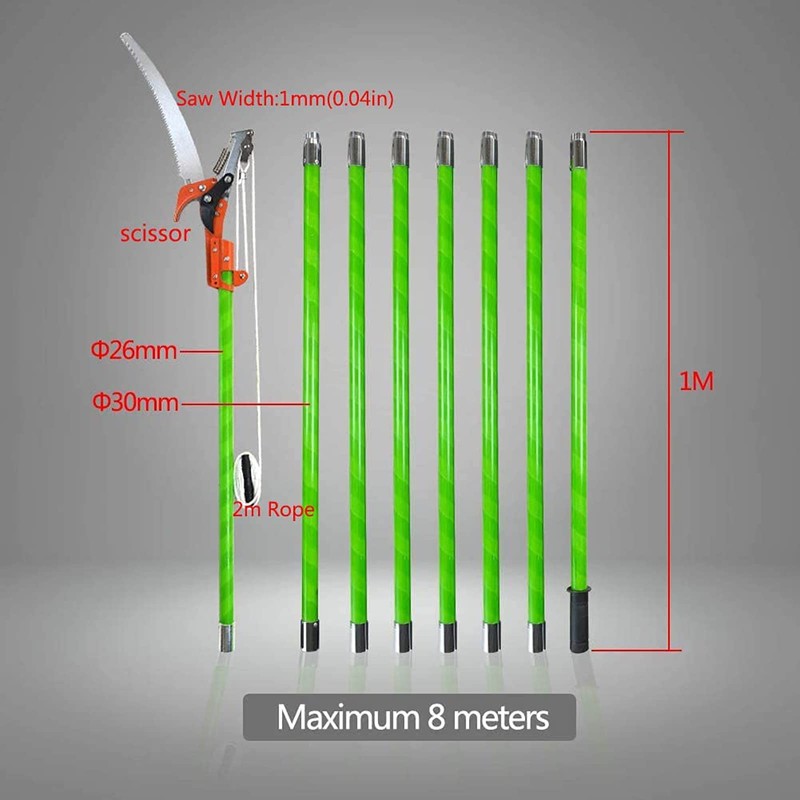 INTBUYING Manual Pole Saw, 7-26 ft Extension Tree Pole Pruner,