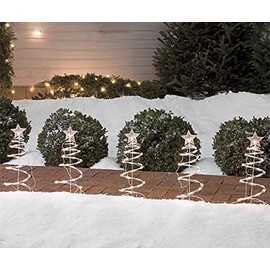 Winter Wonder Lane Pathway Marker Set of 5 Lighted Clear Spiral Tree