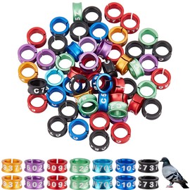 DELORIGIN 50pcs Bird Foot Ring Open Aluminum Alloy Split Ring Bird Leg Rings with Serial Number Identification Pigeon Training Ring Tags for Hibiscus Birds Parrots Peonies Pigeons Doves