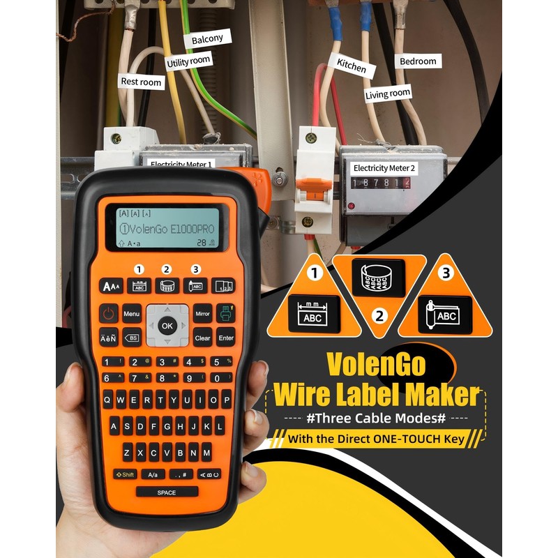 VolenGo Label Maker Machine with-Tape, Heat Shrink Label Maker Waterproof-Labels,