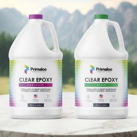 Primaloc Premium Clear Epoxy Resin - 2 Gal Kit (1 Gal Resin + 1 Gal Hardener) | Table Tops, Bar Tops, Countertops | Food Safe, Bubble-Free, UV Resistant - Easy Application
