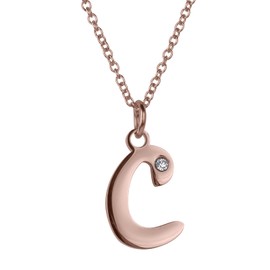 LuckyLy Set de Joyería para Mujer de Iniciales, Acero Inoxidable con Baño de Oro Rosa 18k y Zirconia Cúbica, Juego de Collar y Aretes Letras – Accesorios, Regalos para Mujer Originales y Regalos para Mamá, Modelo Yara, Letra C