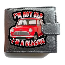 I'm Not Old I'm A Classic Small British Car Anti RFID Theft Wallet Black Soft Leather Large Coin Pocket