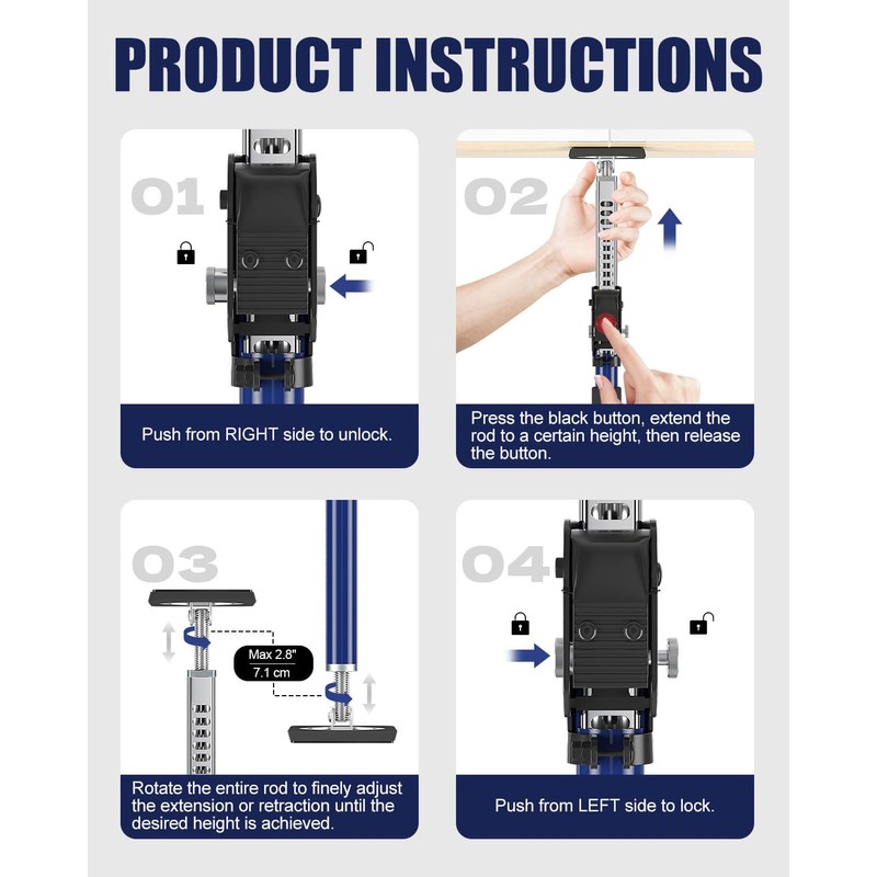 XINQIAO Adjustable Support Pole, Premium Steel Support Rod with 154