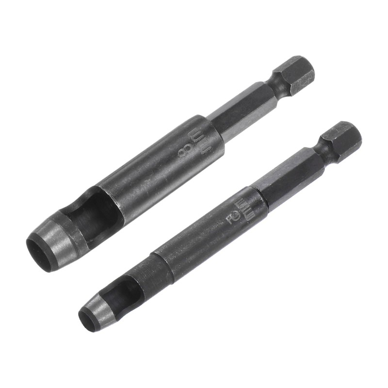 sourcing map 2pcs 5mm,8mm Leather Hollow Hole Punch 1/4" Hex