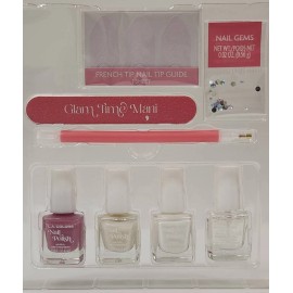 L.A. COLORS Glam Up French Tip Mani Kit | 8-Piece Nail Set with Gems