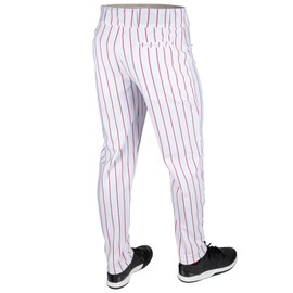 CHAMPRO Triple Crown 2.0 Tapered Bottom Baseball Pants with Pinstripes, White, Scarlet