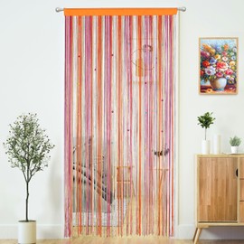 YaoYue Beaded Curtain Door String Curtains for Doorways Tassels Beads Hanging Fringe Hippie Room Divider Window Hallway Entrance Wall Closet Bedroom Privacy Decor (Rainbow, 39×79 in)