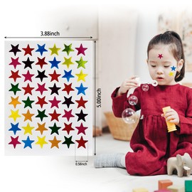 0.6" Multicolor Star Stickers - 2400 Pcs, 50 Sheets - Reward Stickers for Children, Ideal for Reward Charts and More (Multicolor)
