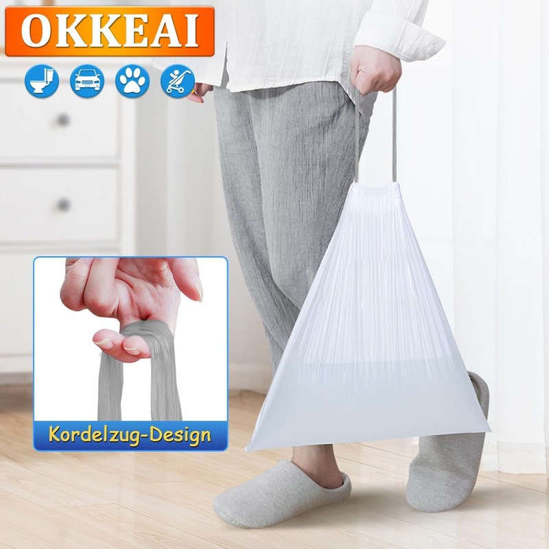 OKKEAI 10 L Bin Liners for Bathroom, Small Bin Bags,