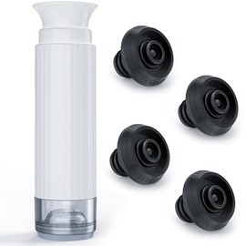 Wine Saver Pump with 4 Vacuum Wine Stoppers,YIMIKE Wine Preserver,Wine Stopper With Time Scale Record,Food Grade Silicone Leak Proof Suitable for Wine Bottles (Hand Pump with 4 vacuum wine stoppers)