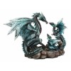 Family Set of Midnight Storm Dragon Statue 8" Height Fantasy