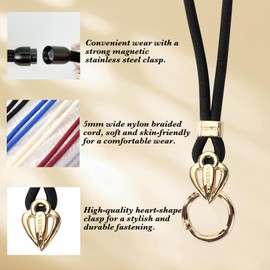 WEESMILE Breakaway Lanyards for ID Badges | Neck Lanyard for Keys with Safety Magnetic Metal Clasp for Women, Teachers, Nurses (Black)