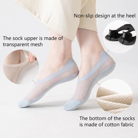 ULTRACEN Thin No Show Socks Womens Low Cut Mesh Liner Socks Non Slip Invisible Breathable Footies