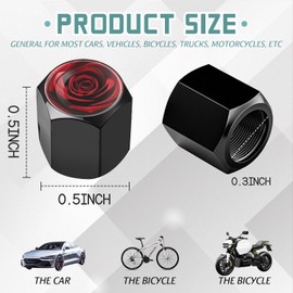 Tire Valve Stem Caps, 4 Pack Universal Fit for Cars, Trucks, SUVs, Motorcycles, Durable, Long-Lasting, Airtight Seal - Romantic Red Rose Pattern