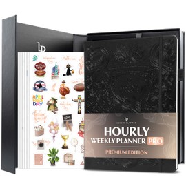 Legend Hourly Planner PRO Premium – Large Undated Schedule Planner with Time Slots – Personal & Work Organizer for Daily, Weekly & Monthly Planning – Time Management Planner – A4 size (Black, Hourglass)