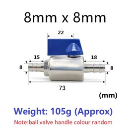 MiJunHD 8mm Barb Ball Valve, 304 Stainless Steel Mini Shut Off Valve Switch for Water,Gas,Fuel,Drip,Irrigation