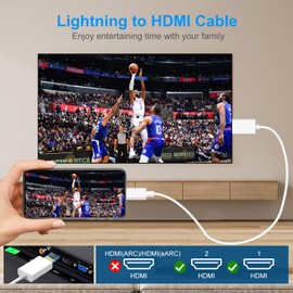 [MFi Certified] Lightning to HDMI Cable 6.6FT, 1080P HD Lightning to HDMI Adapter, Digital AV Adapter, Sync Transmit Video Audio, Compatible with i-Pad, i-Phone 14/13/12/Pro For TV Projector Monitor