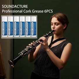 SOUNDACTURE 6PCS Cork Grease for Clarinet, Saxophone, Alto Sax, Woodwind Instrument Maintenance, Lubricant for Cork Joints, Easy-to-Use Grease Tube for Woodwind Care