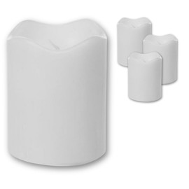 ToCi Set of 4 LED Candles White Ø 7 x 9 cm with Timer Function, flameless Real Wax Candles with Flickering LED Flame