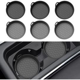 Mythya Posavasos para Coche con Revestimiento de Silicona, Juego de 6 Unidades, Protectores Antideslizantes Universales, Accesorios para el Interior del Coche, Negro y Gris