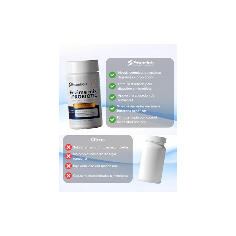Enzime Mix Probiotic Essentials Innovation Enzimas digestivas Probioticos 60 Tabletas