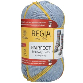 Regia Pairfect Sock Yarn (Stripeway Color 2297 - Jeans-Sky-Brick)