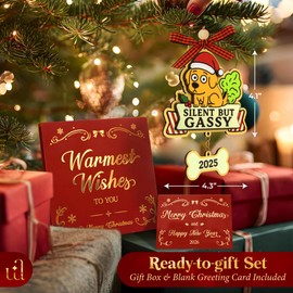 Woodamore Dog Pooping Christmas Ornament Exchange Ideas - Funny Christmas Ornaments for Women Men, Cool Wood Dog Ornaments 2025 for Xmas Tree Decorations, Unique Fun Ornament for Adults