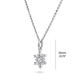 BERRICLE Sterling Silver Snowflake Pendant Necklace for Women, Cubic Zirconia CZ 18 inch