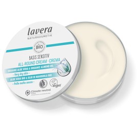 lavera basis sensitiv All-Round Cream - Natural Cosmetics - vegan - Organic Aloe Vera & Organic Almond Oil - certified - 150ml, white