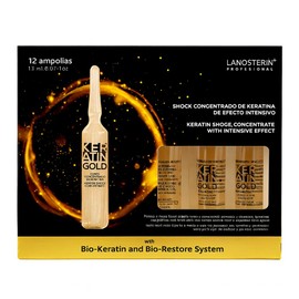 Lanosterin 4 Ampolletas Keratin Shock Ampolletas con Queratina y Colágeno – Tratamiento Capilar Profesional Reparador e Hidratante Antifrizz para Cabello Dañado, Seco o Teñido – 4 Piezas de 13 ml