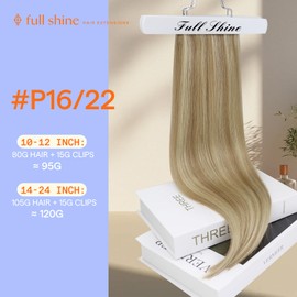 Full Shine Full Shine Blonde Highlight Extensions Clip in 24 Inch Highlight Golden Blonde Clip in Hair Extensions Human Hair 7 Pcs 120 G