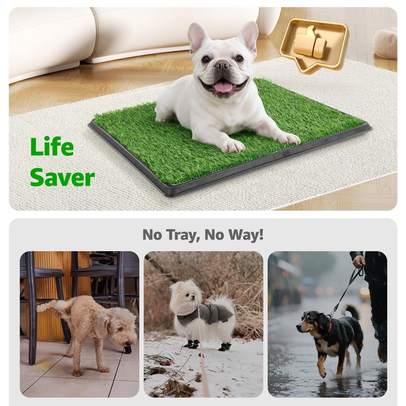 Portable Dog Grass Pad with Tray 20''x30'': Dog Litter Box