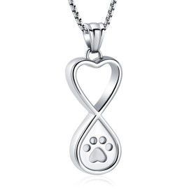 Oinsi Infinity Love Pet Cremation Jewelry for Ashes of Dog/Cat Funeral Keepsake Urn Necklace Pendant Memorial Jewellery, 20 inch, 316L