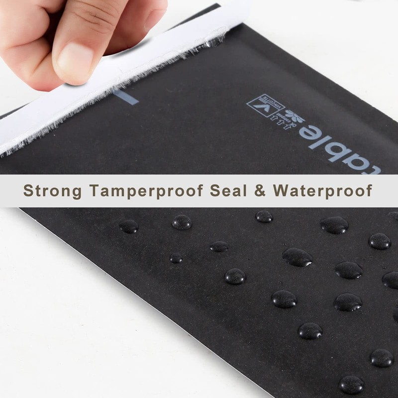 6x10 100% Biodegradable Bubble Mailers,25 Count Kraft Black #000 Compostable