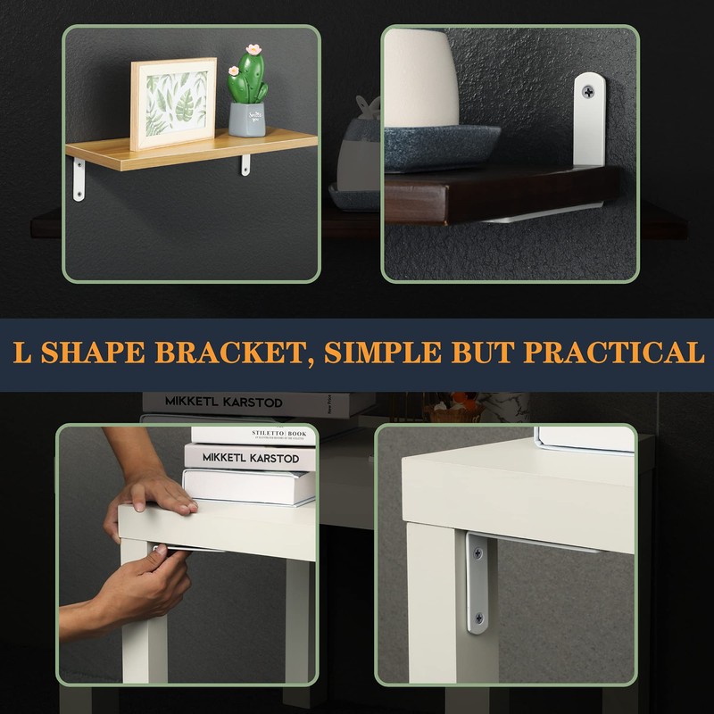 Mooche 8PCS Shelf Bracket Wall Mount Corner Brace Wall Support