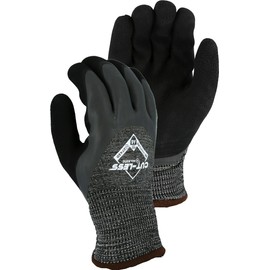 Majestic 35-1587/X2 Cut-Less Korplex Cut Resistant, Water Repellent, Winter Lined Glove w/Crinkle Latex Palm Coating, Insulated for Cold Protection, 2X-Large, Gray/Black
