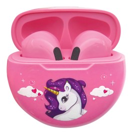 LEXiBOOK, Unicorn, Wireless Earbuds, Bluetooth with microphone and control button, Long lasting rechargeable battery, Pink, HPBT05UNI