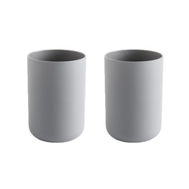 Bathroom Plastic Toothbrush Cup, Tumbler for Home Bathroom Toothbrush Holder, Unbreakable Dishwasher Safe, Reusable and Sturdy Drinking Cup, 11 OZ (Grey & Grey)