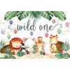 Bovlleetd 5x3ft 1st Birthday Backdrop Jungle Animals Tropical Plants Safari