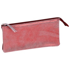 Clairefontaine Ruby 410070C Pencil Case Suede Flat 11 x 22 cm 2 Compartments Glossy Red