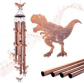 Extra Large Dinosaur Wind Chimes Outdoor Dinosaur Gifts for Women Men Mom Gardening Birthday Gifts Metal Memorial WindChimes for Outside/Indoors, Lawn, Patio, Yard Art, Garden Decor, Yard Decoration