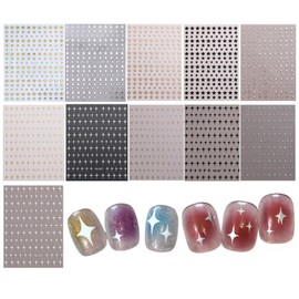 MAEXUS Nail Sticker Parts, 11 Pcs Glitter Star Face Sticker Face Sticker Nail Parts Sticker, Just Stick, Decoration, Nail Sticker for DIY Nail Decal
