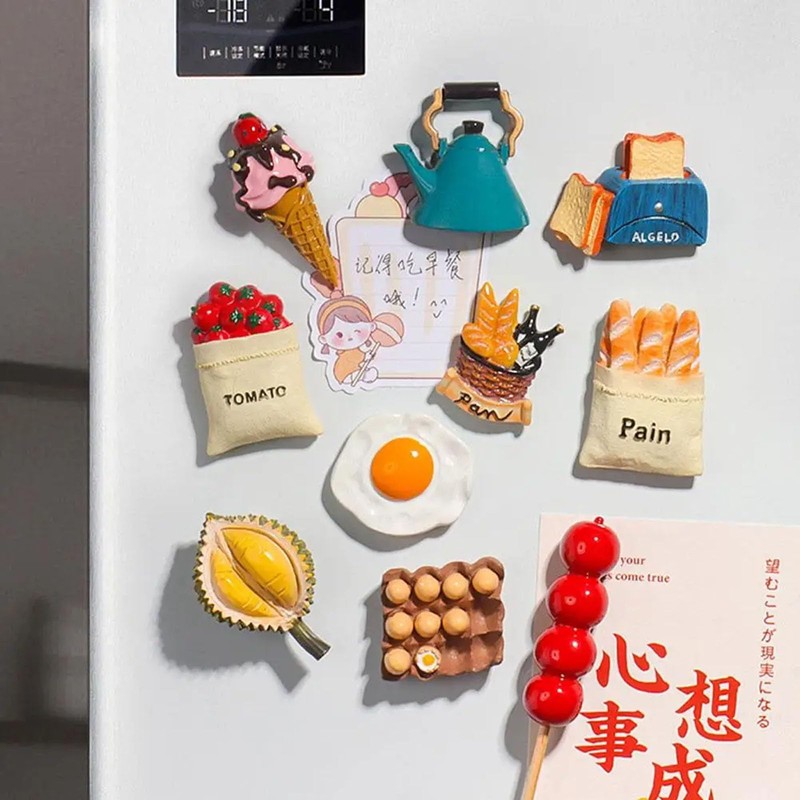 10 Pcs Food Fridge Magnets Cute 3D Magnets for Fridge