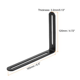 sourcing map 2Pcs Adjustable L-Shape Corner Brace with Slot, 6.5 x 4.72 Inch Stainless Steel Slotted Right Angle Corner Bracket for Wooden Furniture Cabinet, Black
