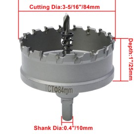 Rannb 3-5/16" Hole Saw Carbide Tipped 84mm Hole Saw for Cutting Stainless Steel Plate,Iron Steel